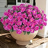 Ivydale Artificial Faux Outdoor Flowers Plants for Outside Spring Decoration, Fake Silk Fuchsia Camellia UV Resistant Realistic for Planter Porch Patio Balcony Garden Home, 3 Large Bundles