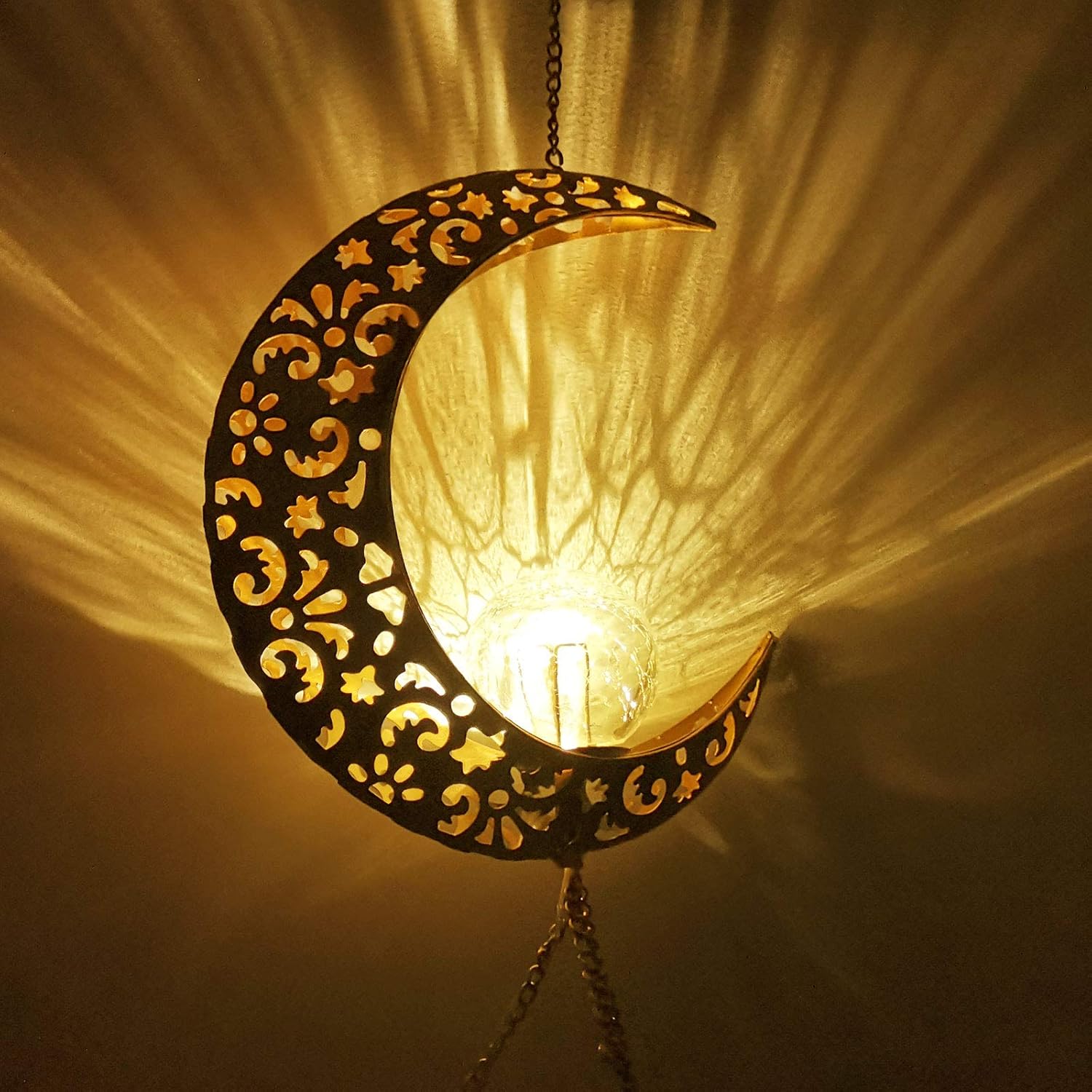 JOBOSI Moon Crackle Glass Ball Wind Chimes Solar Wind Chimes Sympathy Wind Chimes Outdoor Gifts for Mom Gift Wind chime Garden Wind chimes Decorations Patio Decorations with S Hook Outdoor Wind Chimes : Garden & Outdoor