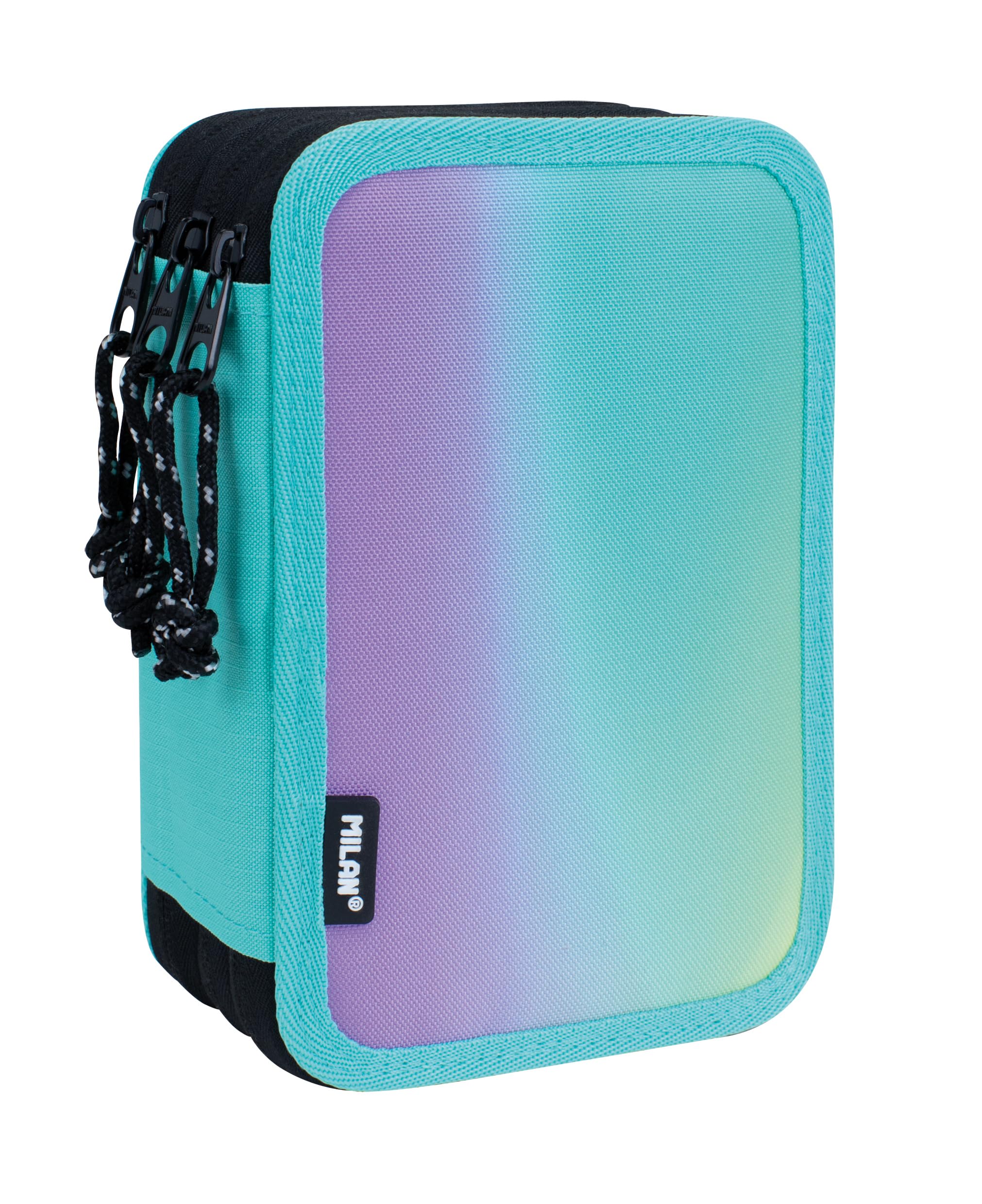 MILAN 3 Tier Pencil Case with Sunset Content, Green