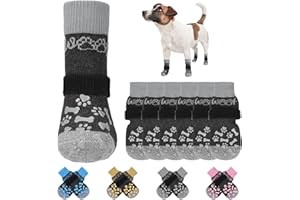 KOOLTAIL Anti Slip Dog Socks for Hot/Cold Pavement to Prevent Licking Paws, Dog Boots&Paw Protector with Grippers for Hardwood Floors,Traction Control No Twist Booties for Small Medium Large Dogs M