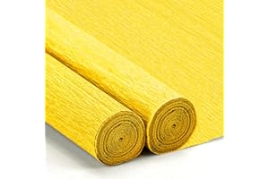 NITELEMN Crepe Paper Streamers 2 Rolls, 10 x 98Inch Crepe Paper Sheets for DIY Gift Colourful Paper Flower Wrapping Paper Crafts Birthday Wedding Holiday Party Decorations (Yellow)