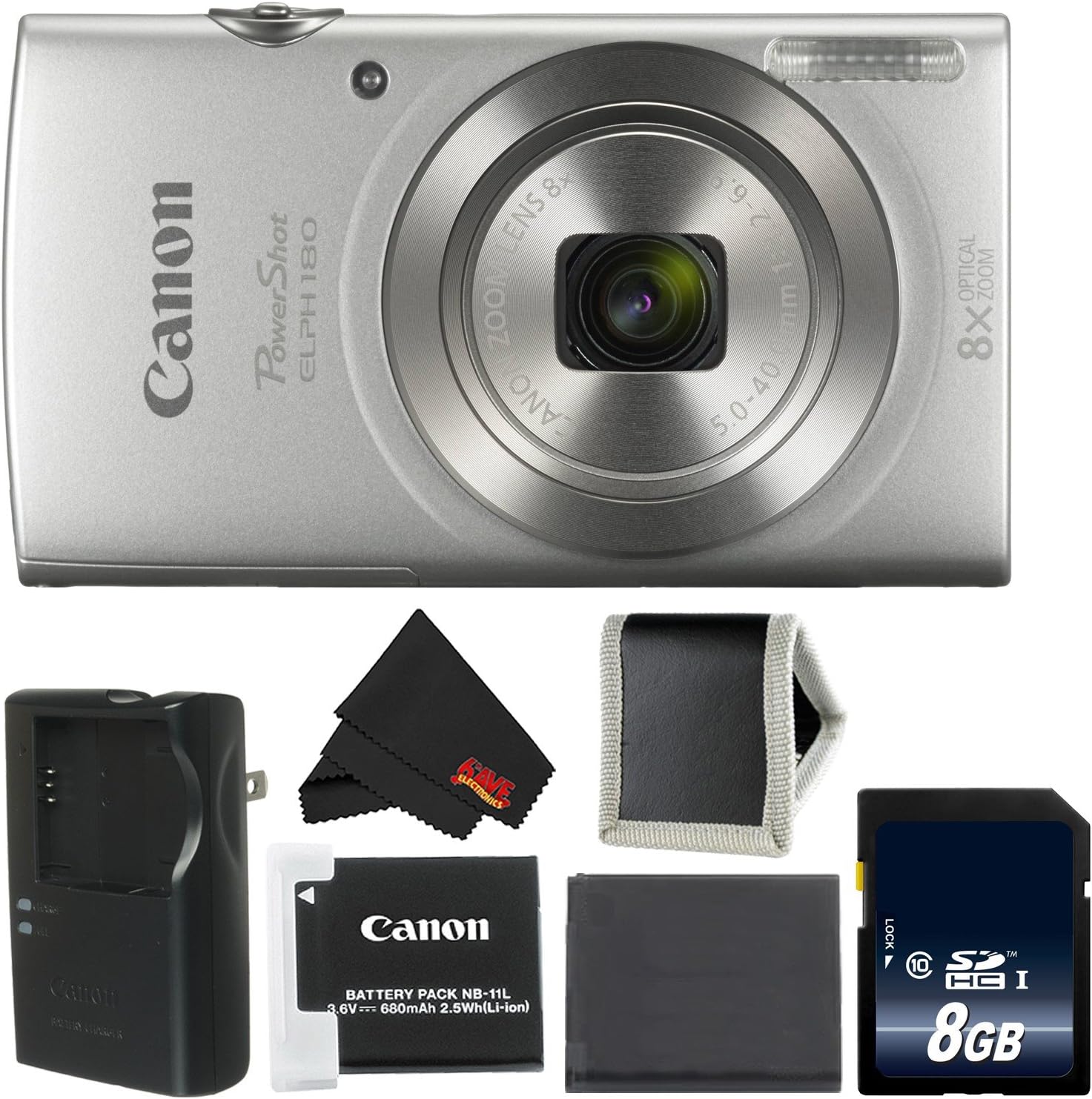 Canon PowerShot ELPH 180 Digital Camera (Silver) 1093C001