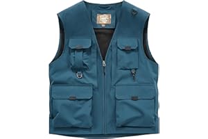 Caweadw Men's Softshell Fishing Vest Outdoor Lightweight Waistcoat Waterproof Utility Cargo Sleeveless Jacket