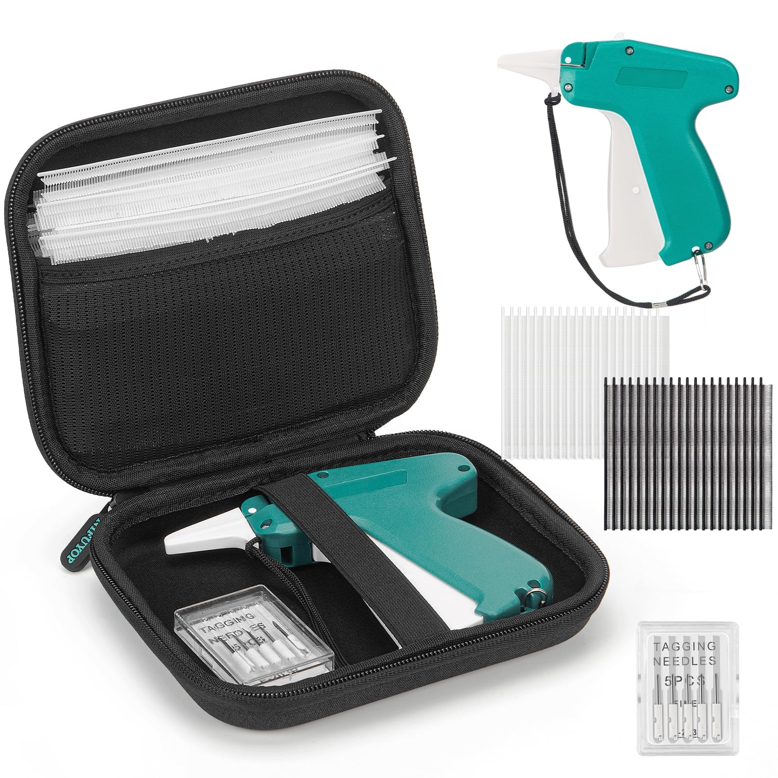 Photo 1 of Mini Stitch  for Clothes, Mini Clothing Stitch Gun Speedy Cloth Fixer, Quick Cloth Sewing Stitch Gun, NIFUYOP Tagging Gun Kit with 2500 Black & 2500 White Fasteners, 6 Needles and Hard Case