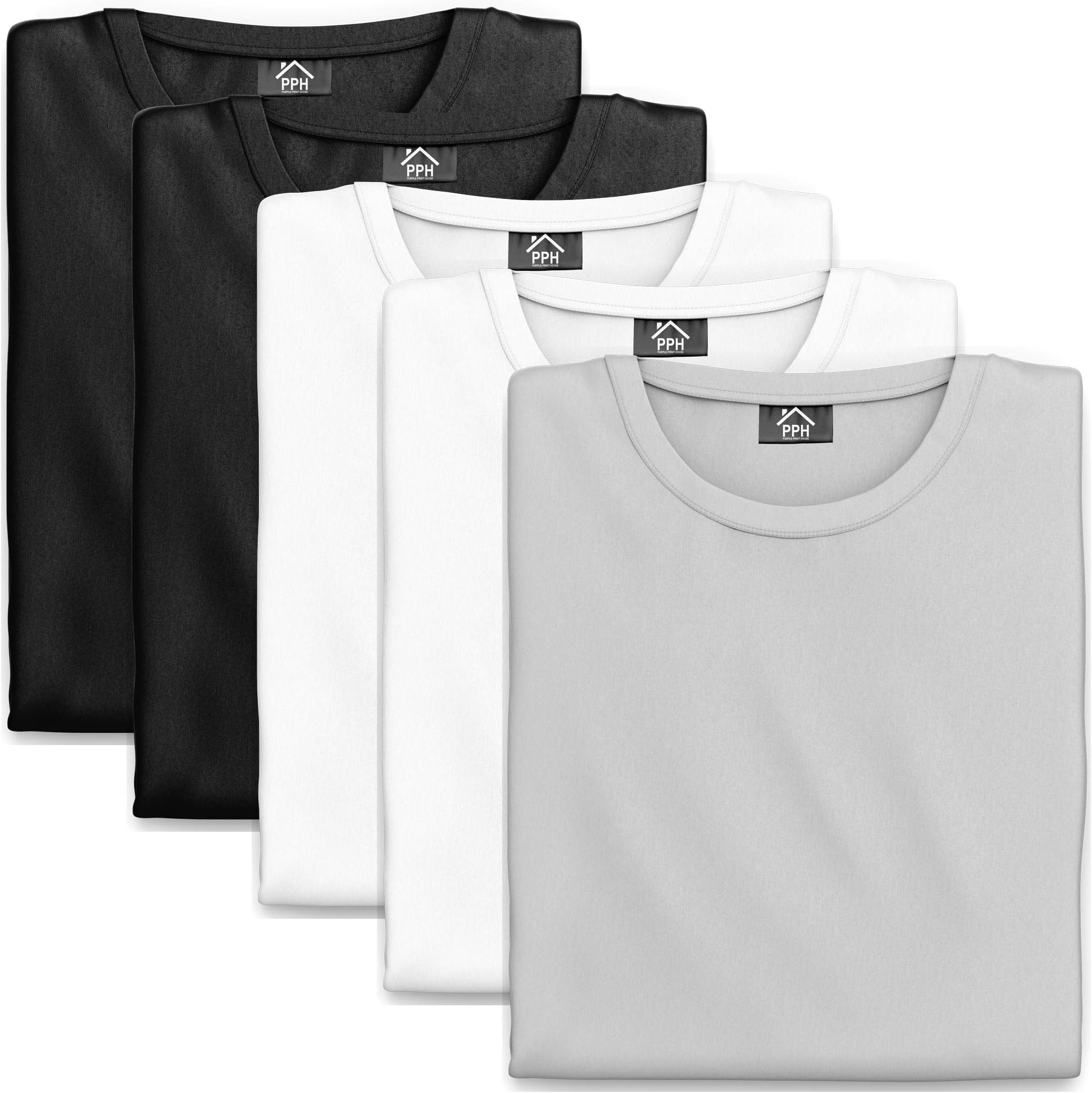 5 Pack Mens Classic Crew Neck T Shirt Men, Plain Cotton Men Tshirt Pack of 5, Casual Clothes for Men