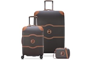 DELSEY PARIS Chatelet Air 2.0 Hardside Luggage with Spinner Wheels, Chocolate Brown, 3 Piece Set (20/28/Crossbody)