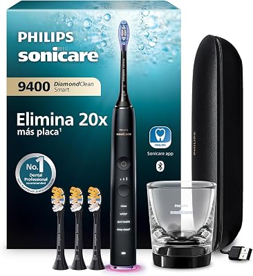 Sonicare DiamondClean Smart 9400 cepillo dental eléctrico, sónico con aplicación, sensor de presión, 4 modos de cepillado y 3 niveles de intensidad, negro, modelo HX9918/89