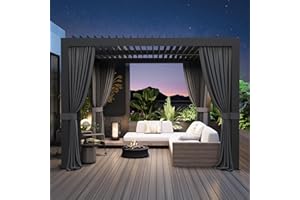 MODERN SHADE OUTDOOR LIVING SPACES Modern Shade Aurora Louvered Pergola 10'x10' with USB Charging Port Deck, Outdoor Pergola with Integrated Drainage, Netting and Curtains for Patio Deck Garden, Easy Assembly, Black