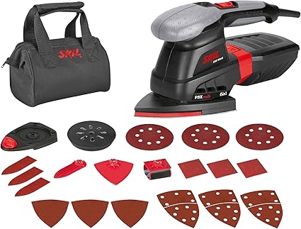 Skil Fox 6 En 1 7226ac Ponceuse Multifunction A Variateur De Vitesse 250w 100 X 150 Mm 125 Mm Sac A Poussiere 12 Feuilles Abrasives Sac De Transport Amazon Fr Bricolage