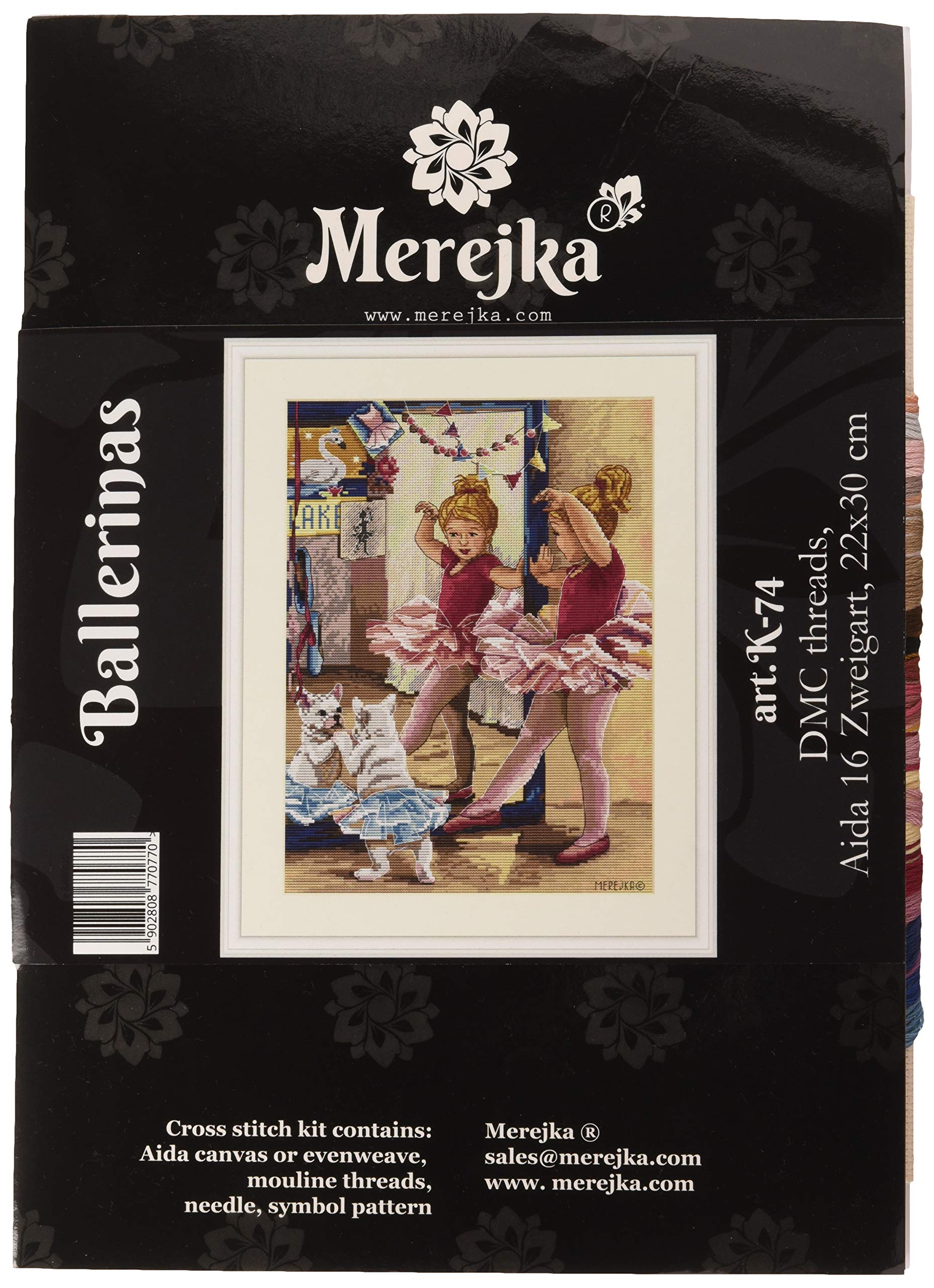 Merejka K-74 The Ballerinas Counted Cross Stitch Kit, Cotton, Multicoloured, 22 x 30 cm
