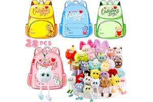 AYGXU Valentines day gifts for kids school-28pcs cute plush keychain with cards,valentines gifts bulk,classroom prizes,party favors for kids,goody bag stuffers