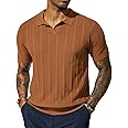 PJ PAUL JONES Mens Polo Shirts Textured Knit V-Neck Summer Shirts