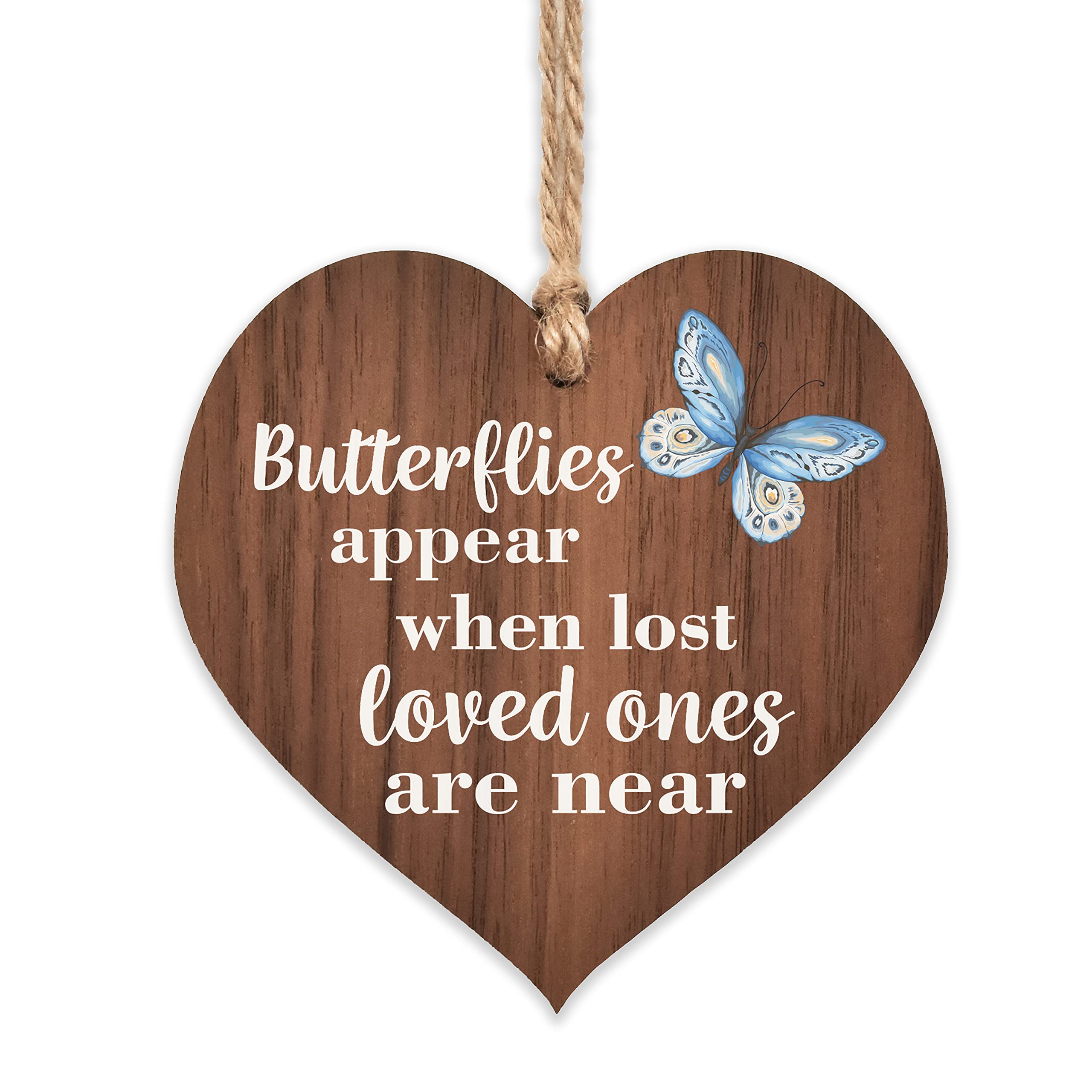 Butterflies Appear When Loved Ones Are Near Wooden Hanging Heart Memorial Plaque Shabby Chic Gift Sign