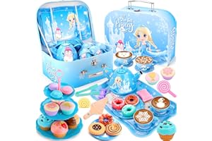 INNOCHEER Tea Party Set for Toddler Girl Toys, Frozen Toys for Girls Gifts, Tea Sets for Toddlers 3-5, Pretend Play for Toddl