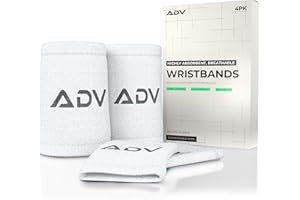ADV Tennis Wristbands with New Age Polyester Cotton Blend - Ultra Absorbent Wrist Sweatbands - Doublewide & Slim Wrist Bands for Sweat - 4 Pack or 2 Pack