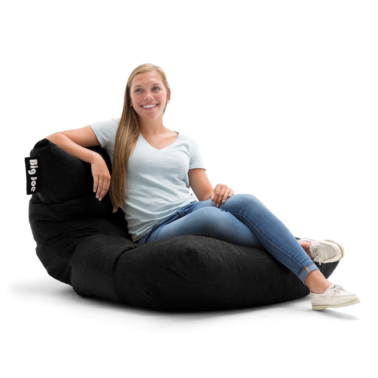 Big Joe Roma in Comfort Suede Plus Bean Bag Black Living Room Furniture