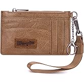 Montana West X Wrangler RFID Credit Card Holder Small Card Wallets for Women Slim Wallet Keychain Women Card Holder with Wristlet Strap