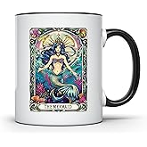The Mermaid Enchanting Black Handled Tarot Card Mug Mystical Ceramic Cup Coffee Tea Unique Occult Spiritual Enthusiasts Gift CCBM1618