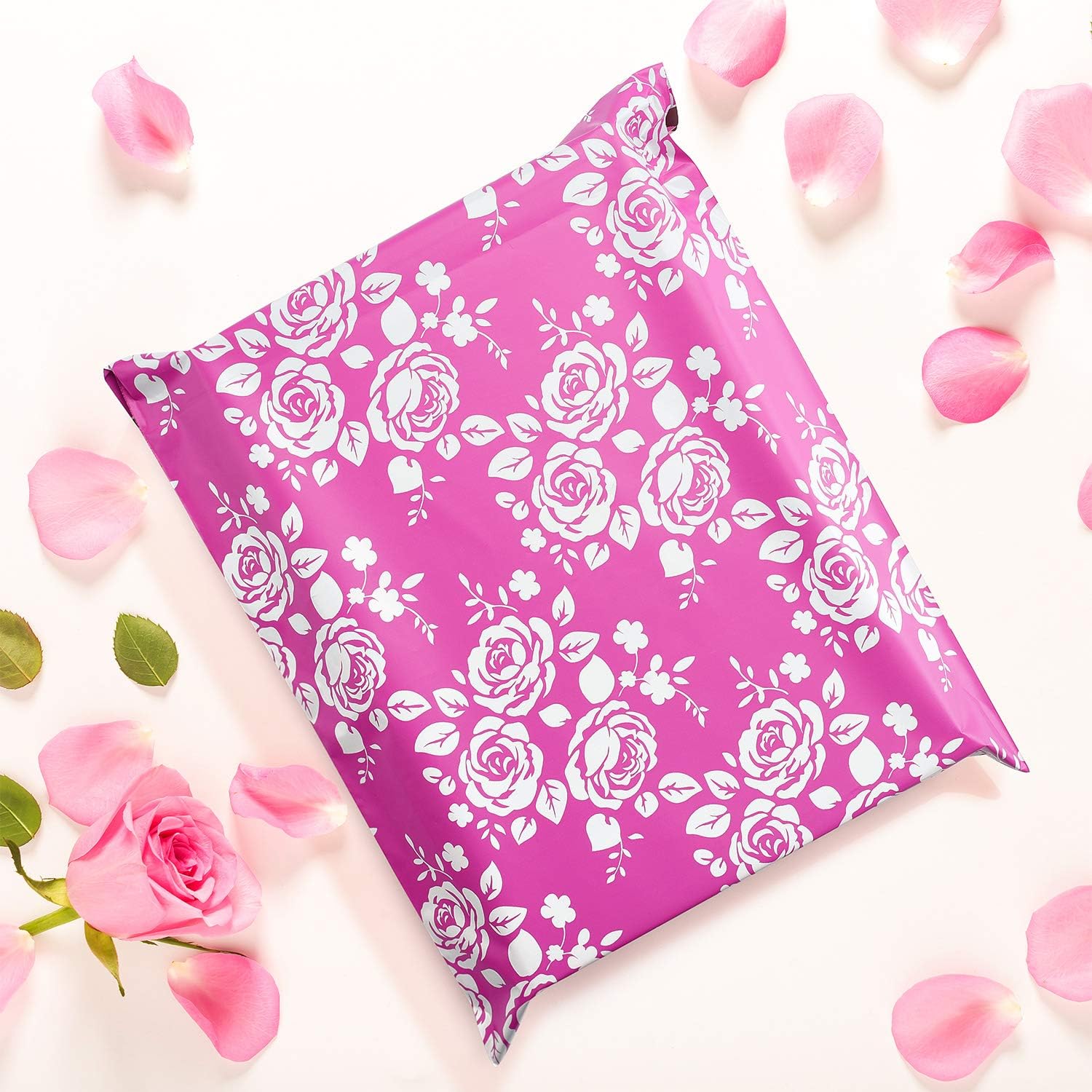 Metronic 10X13 Rose Floral Pattern 100 Pack Poly Mailers Envelope Plastic Custom Mailing & Shipping Bags - Self Seal in Pink : Office Products