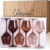 Colorsavant Brown Wine Glasses Set of 6 – 16oz Handblown Amber Stemmed VENUS Wine Glass, Millard Style Wine Glasses for Home Dinner Party for Kwanzaa