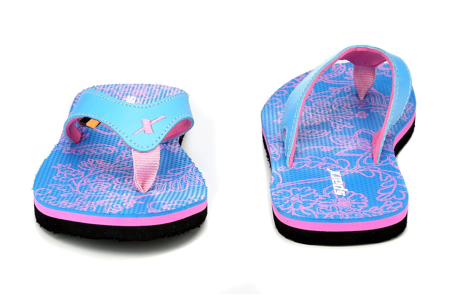 sparx women sfl-503 blue pink flip flop & slippers -8uk