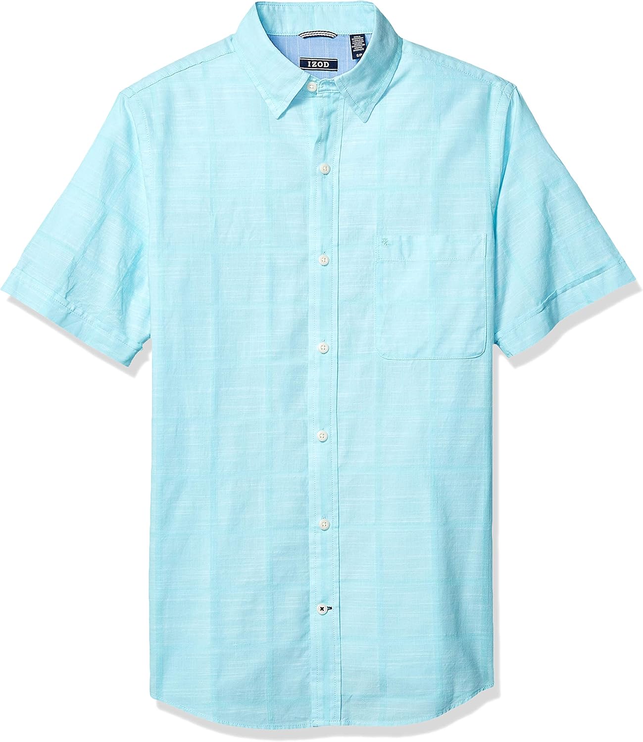 IZOD Men's Saltwater Short Sleeve Windowpane Button Down Shirt at  Men’s Clothing store