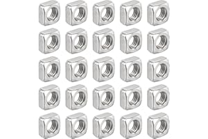 uxcell M8-1.25x6.5 Square Nuts, 304 Stainless Steel Coarse Thread Square Nuts Fasteners for Home Repairs and Professional Eng