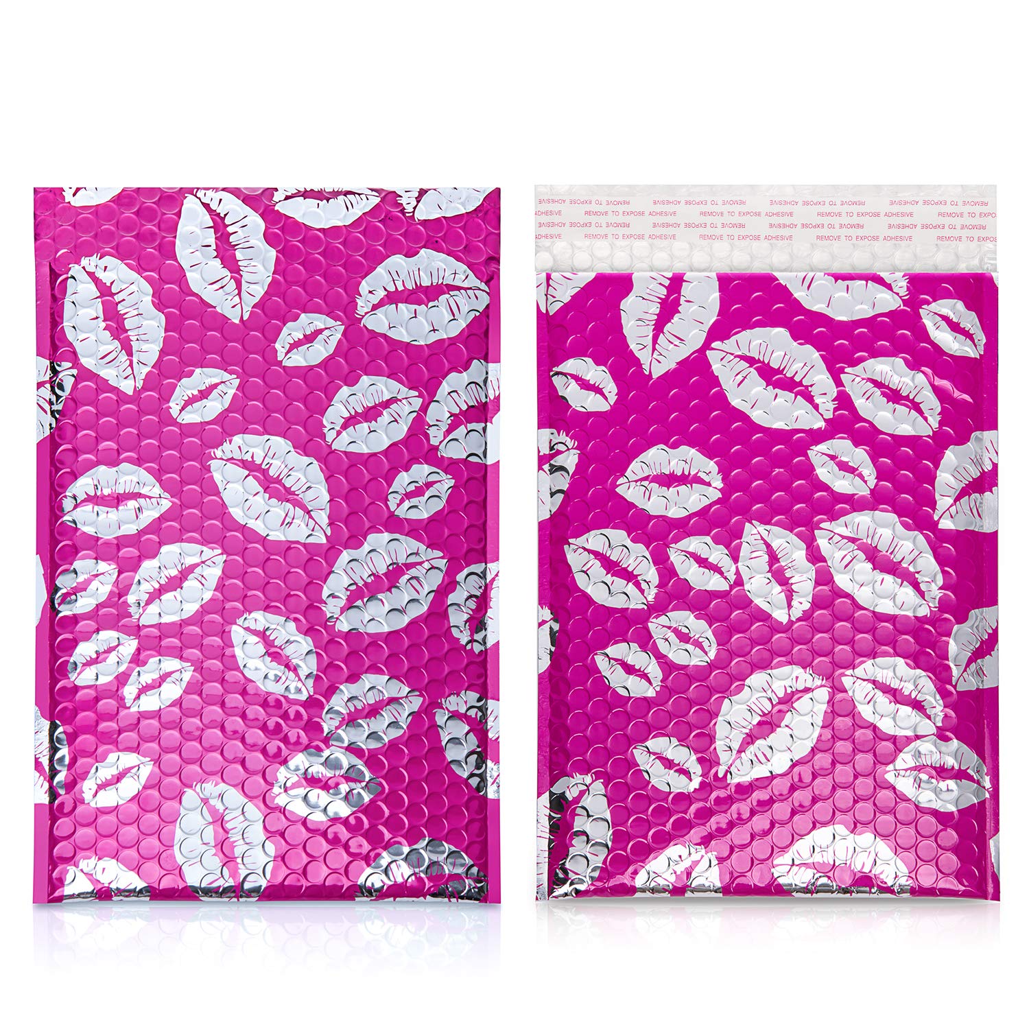 Yomuse 25pcs Padded Envelopes, 180mm x 260mm (7.1x10.2 Inch) Kiss Poly Bubble Mailers Self Seal, Waterproof Postal Bags for Mailing/Packaging (Hot Pink)