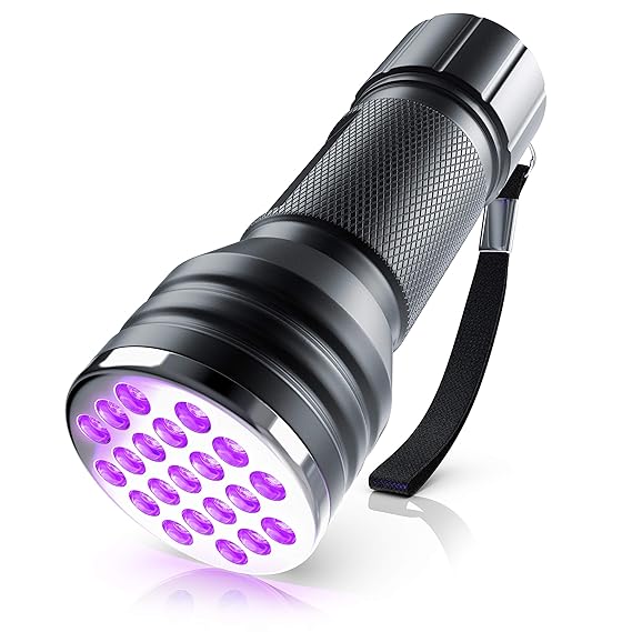 Brandson - LED UV Schwarzlicht Taschenlampe | UV-Schwarzlicht Taschenlampe | Ultraviolett Leuchte mit 21x LEDs | Energieeffiz