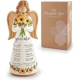 Sunflower Gift for Women,Christian Figurines for Women,Spiritual Gifts for Her,Religious Gift for Friends,Angel Holding Sunflowers Figure for Teacher,Get Well Healing Statue,Mother's Day Gift for Mom