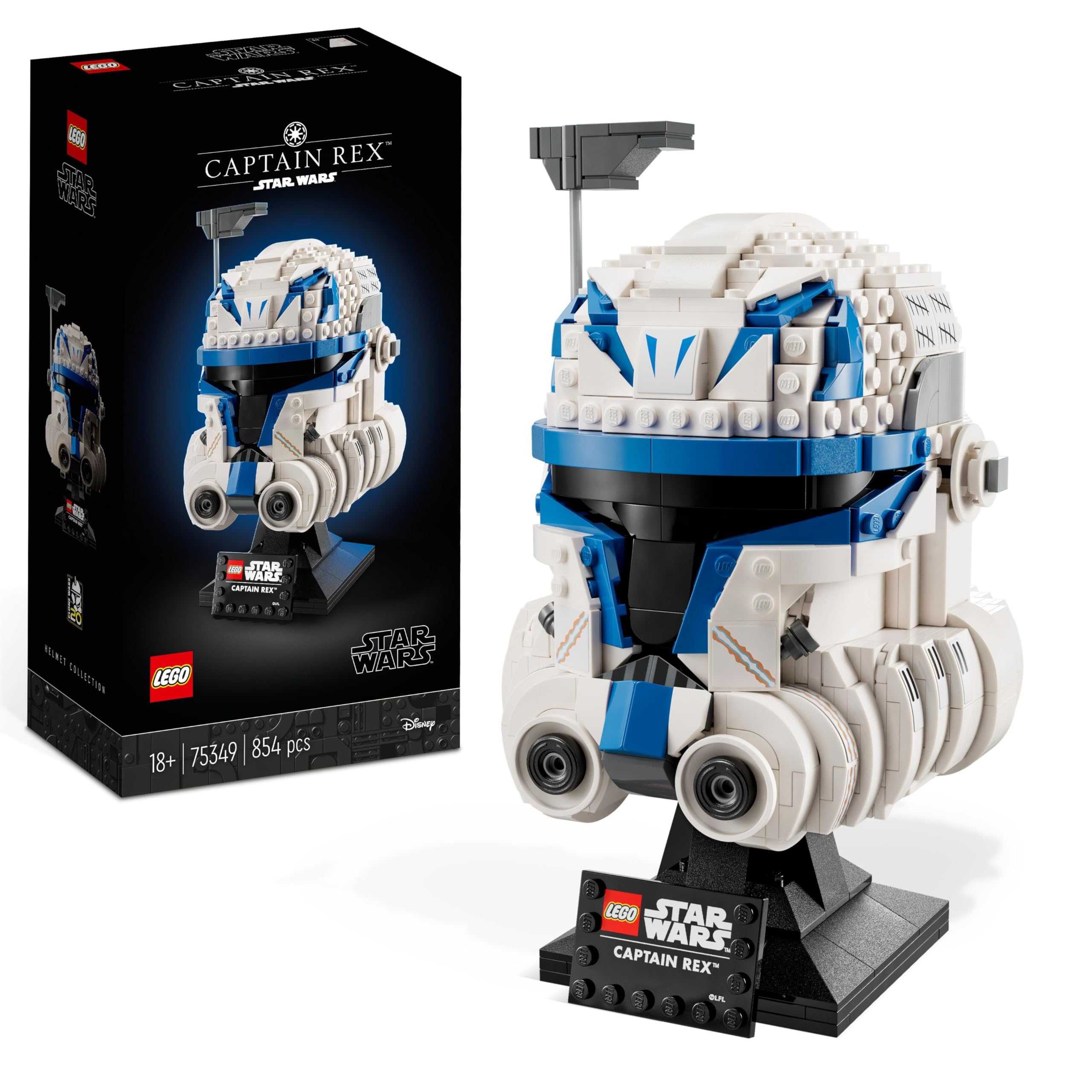 LEGO 75349 Star Wars Casco di Captain Rex, Set Serie Caschi 2023, Idea Regalo per Uomo o Donna, Gadget per Adulti da The Clone Wars, Modellini da Collezione
