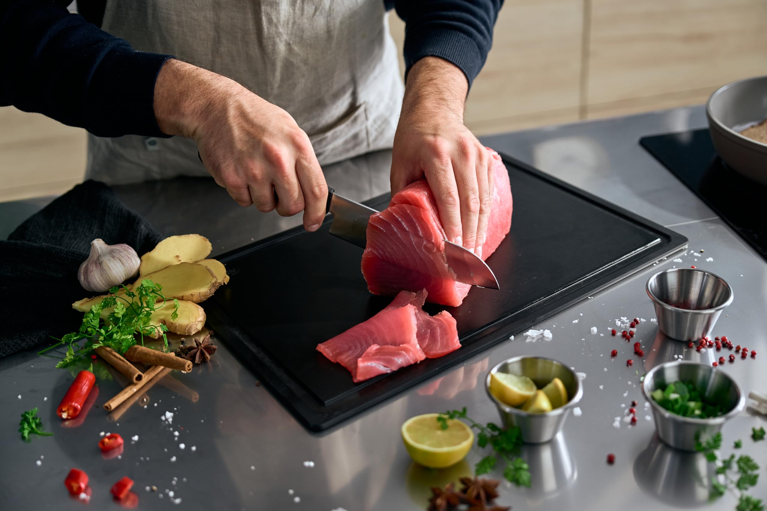 Fissler Procut/Premium Messer-Set,3-teilig (1 Universalmesser 14 cm, 1 Santokumesser 17 cm, 1 Kochmesser 20 cm) handgeschliffene Edelstahlklinge, Made in Germany, sehr leicht, ergonomisch 6