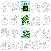 COCHIE 36PCS 8x10 Inches St. Patrick's Day Coloring Pages for Kids, Bulk Color Your Own Sanit Patricks Shamrock Paper Crafts Party Favors, Small Coloring Sheets Holiday Gifts
