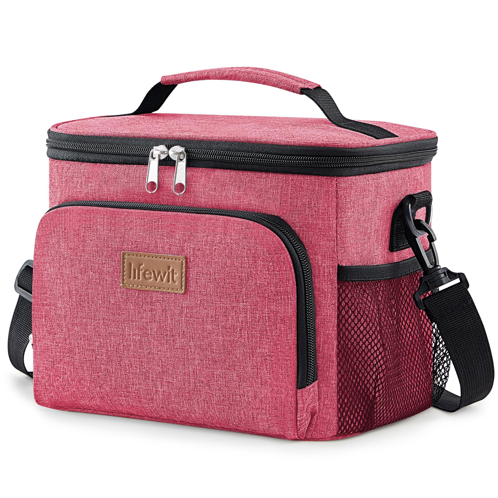 Lifewit Insulated Lunch Bag for Men, Thermal Lunch Box for Women Cool Bag, Reusable Leakproof Lunch Tote Bag with Adjustable Shoulder Strap for Adult for Work/Picnic/Beach, Pink, 9L 12 Can