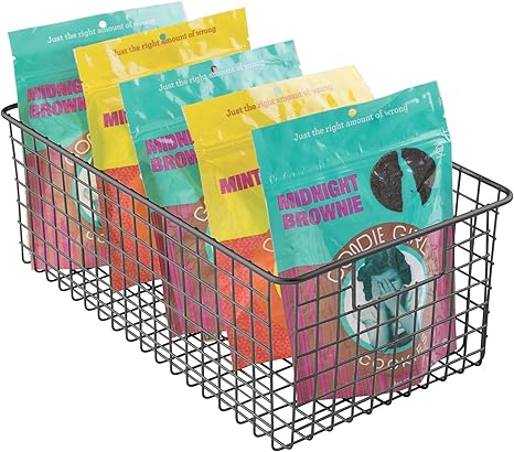 Idesign Classico Deep Wire Storage Basket With Handles For