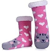 TRUEHAN Kids Girls Boys Slipper Socks Soft Thick Cozy Fuzzy Animal Anti-Slip Winter Thermal Christmas Socks Indoor