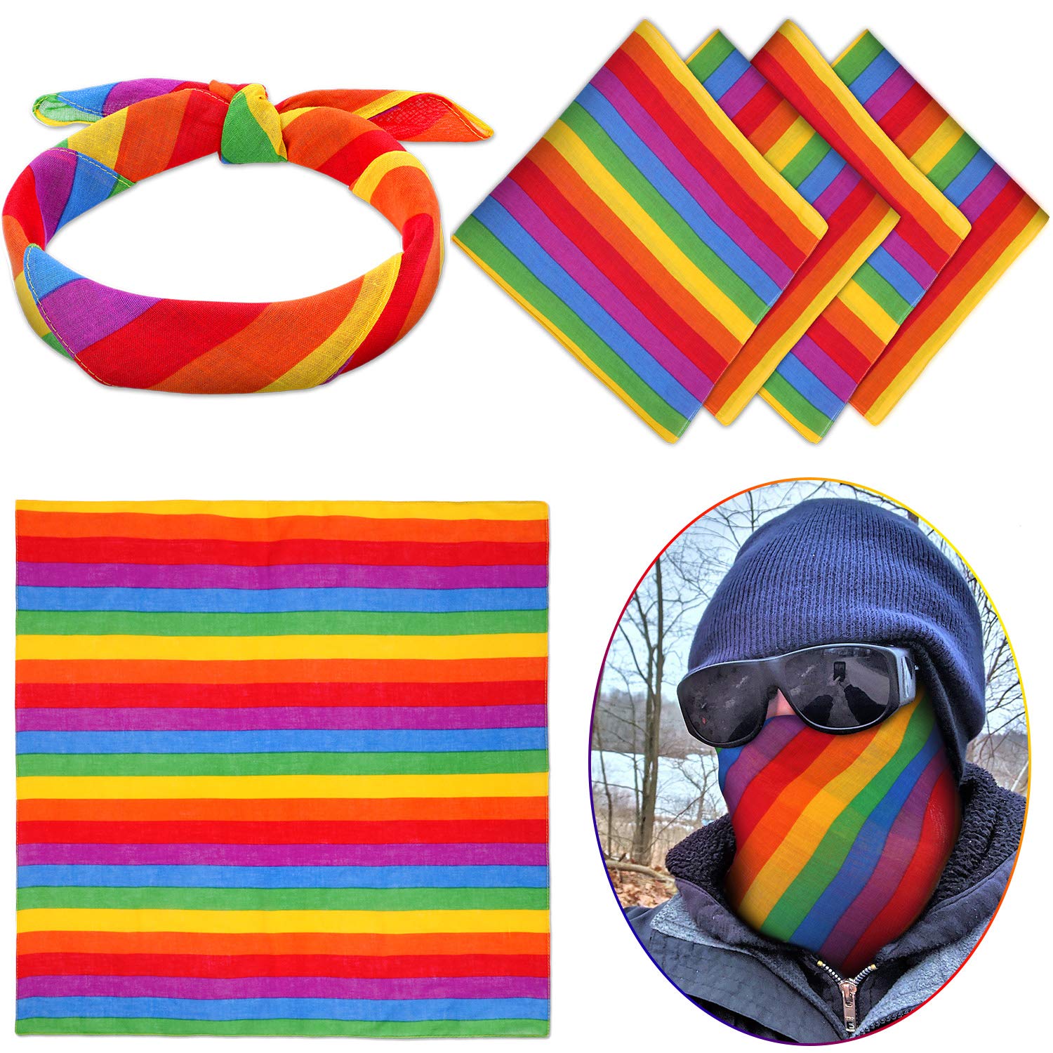 30 Pieces Rainbow Bandana Unisex Colorful Cowboy Bandana Headwraps and Rainbow Stickers: Amazon 
