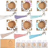 6 Sets Christian Silicone Cross Keychain Bracelet for Women Religious Key Ring Bracelets Bulk Silicone Wristlet Keychains Beaded Bangle Chains Inspirational Christian Bible Verse Jewelry Gifts