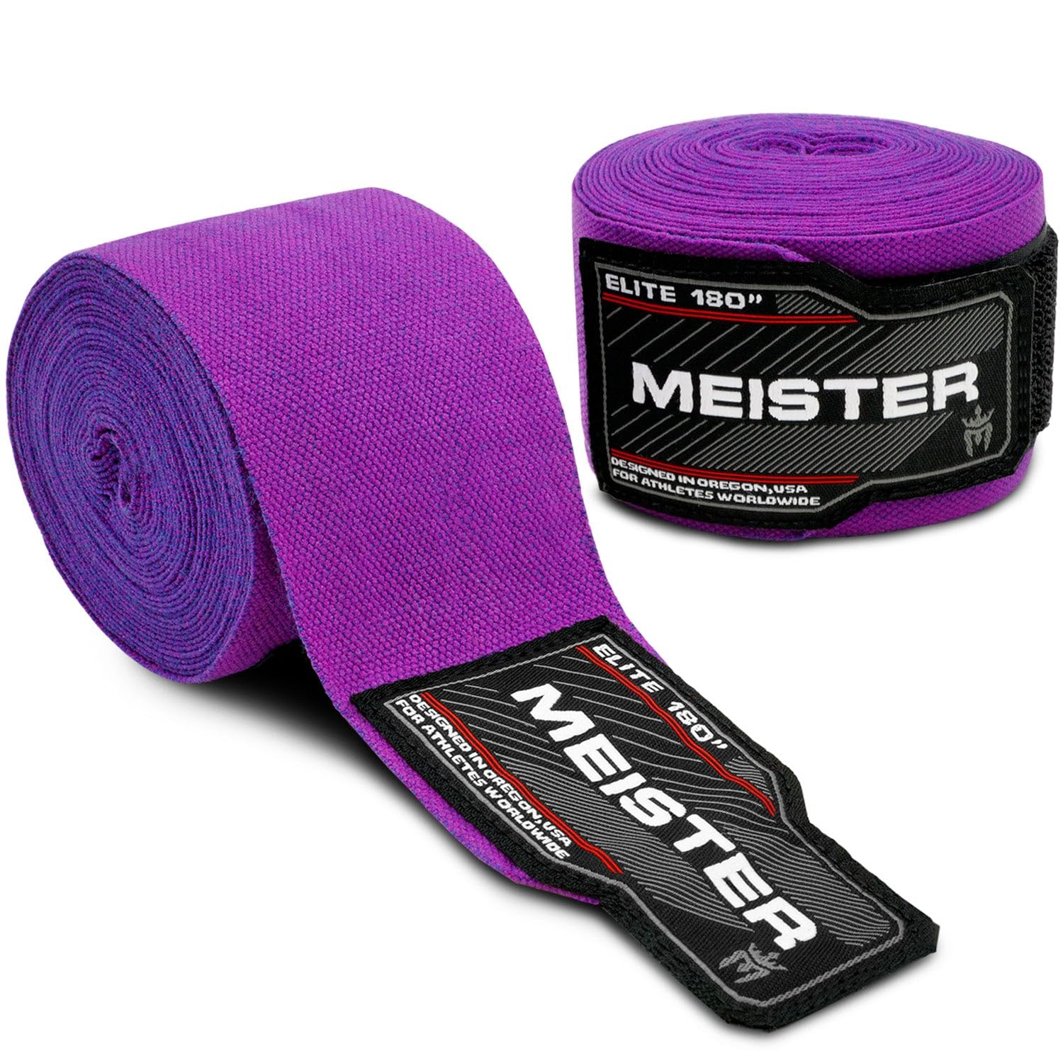 Meister Elite Premium Adult Hand Wraps 180" (457cm) for MMA and Boxing (Pair) - Royal Purple