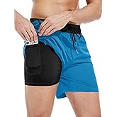 YGDHST Men's Gym Shorts 5 Inch Lightweight Athletic Quick Dry Workout 2 in 1 Shorts Mesh Running Athletic Shorts Hiking