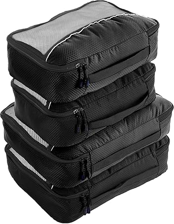 Packwürfel 4pcs Wert Set für Reisen - Plus 6pcs Gepäck Veranstalter Zip Beutel (Schwarz) …