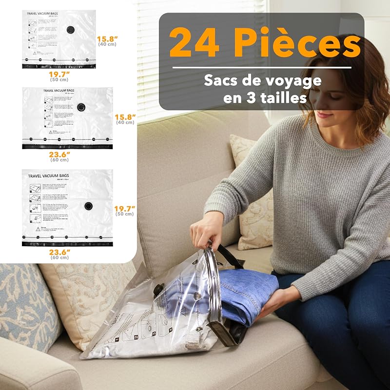 Sac Sous Vide Vetement Aspirateur avec Pompe Électrique, 24 Pièces — photo 4 sur 5
