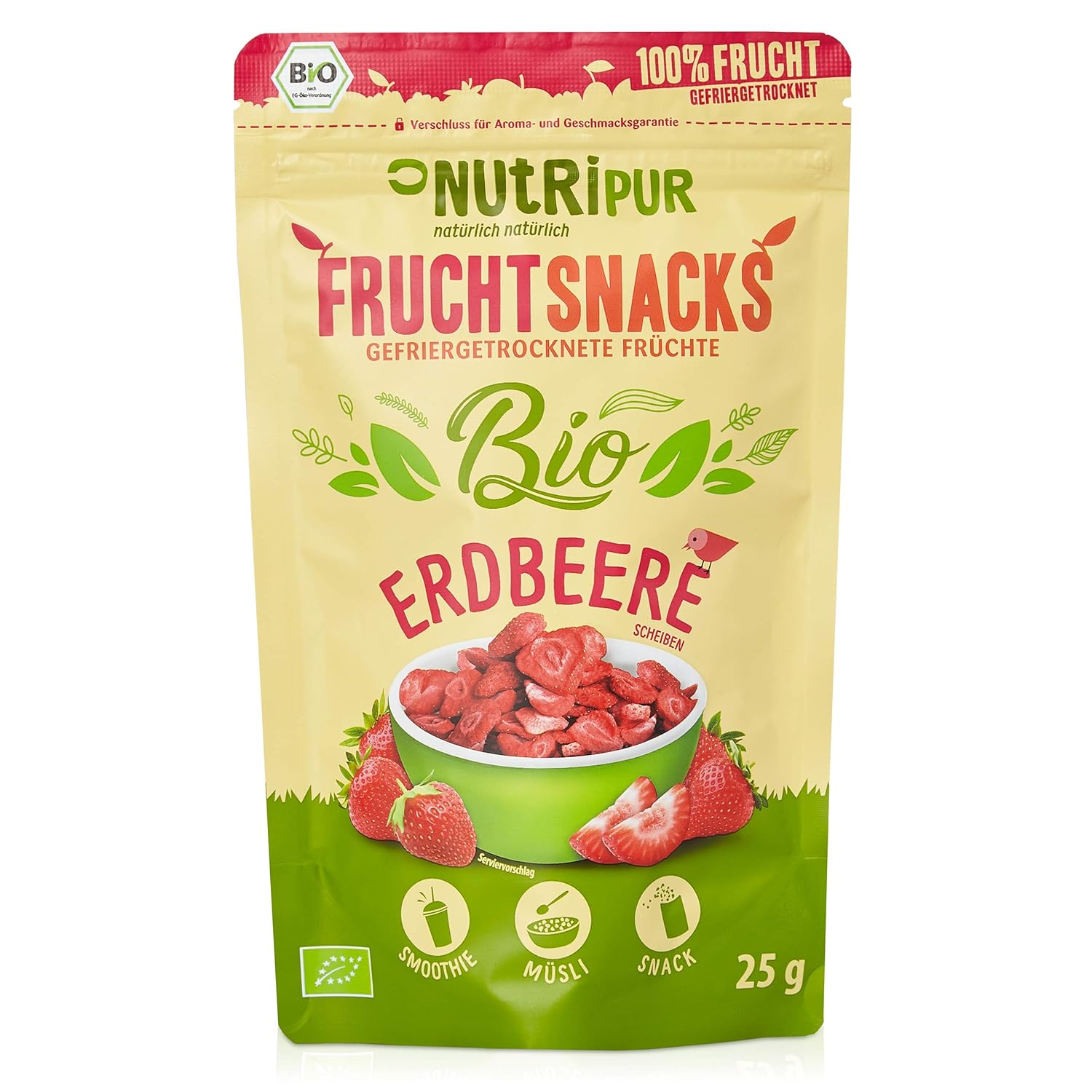Bio Erdbeeren Gefriergetrocknet 25g I Getrocknete Erdbeeren Scheiben Ohne Zucker I 100 Frucht Voller Geschmack Amazon De Lebensmittel Getranke