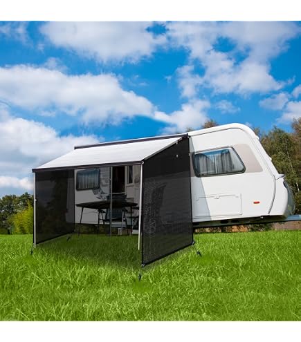 RV Awning Sun Shade Screen 71x45 Inches - Oxford Cloth Waterproof UV Blocker For Camping