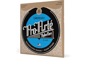 D'Addario Pro Arté Nylon Classical Guitar Strings, EJ46, Hard Tension, 6-String Set, Pack of 1