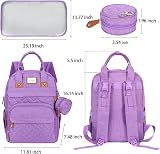 LANDICI Baby Changing Bag Backpack Lavender Large Nappy Diaper Bag view 5