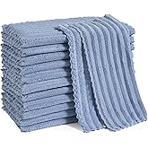 Neessno Kitchen Dish Cloths,Super Absorbent Coral Velvet Dish Towels,Quick Drying Kitchen Towels No Lint Dish Rags,Reusable Household Microfiber Cleaning Cloth,12X12 inches (12 Pack,Navy Blue Streak)