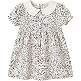 pureborn Baby Toddler Girl Woven Dress Short Sleeve Cotton Playwear Dresses 0-5T