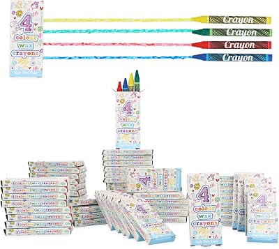 Henbrandt 60 x Mini Wax Crayons for Kids Pack of 4 Assorted Colours