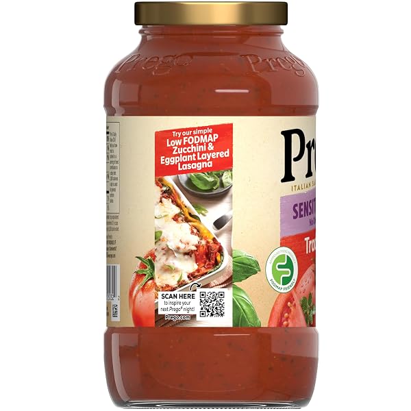 PREGO TRADITIONAL SENSITIVE RECIPE LOW FODMAP PASTA SAUCE, 23.75 OZ JAR (CASE OF 6)